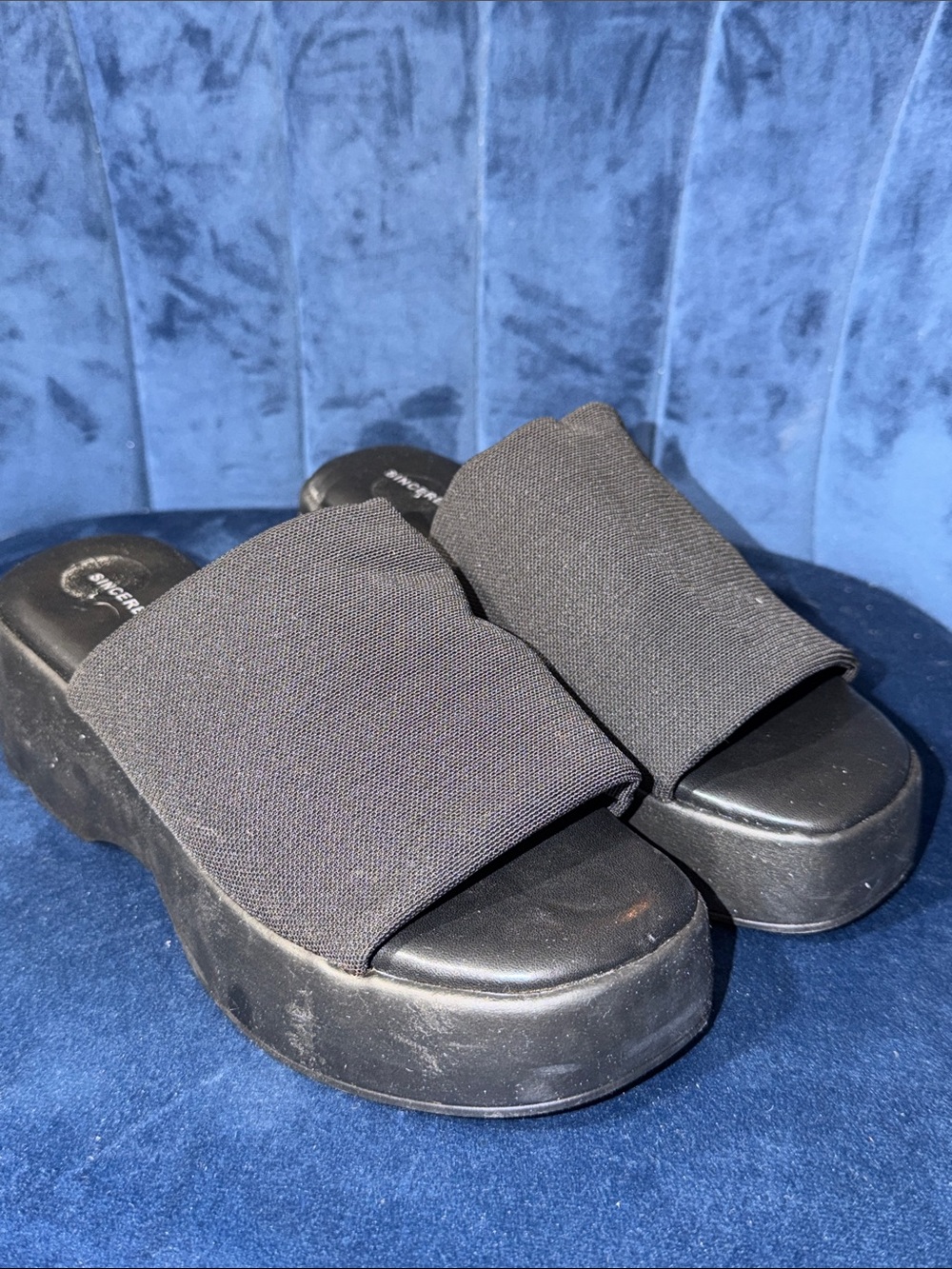 Sincerely Jules Black Slide Platform Sandals - Women Size 7